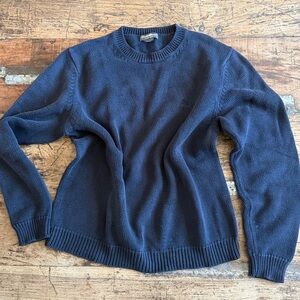 Vintage Men’s 100% Cotton Eddie Bauer Blue Fisherman Crew Neck Sweater